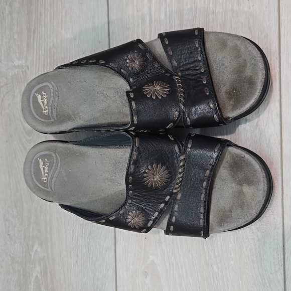 Dansko Women's Black Leather Slide Platform Sandals Shoes Sz 39/9 - Picture 3 of 15